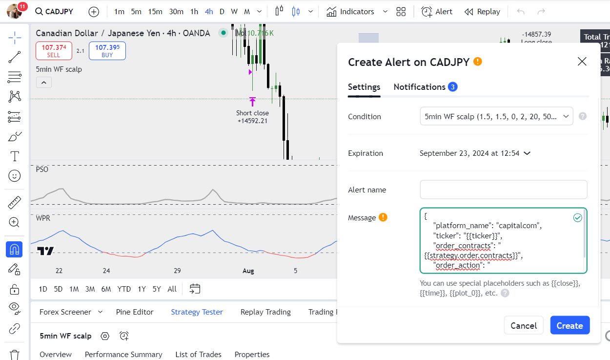 Webhook URL in TradingView